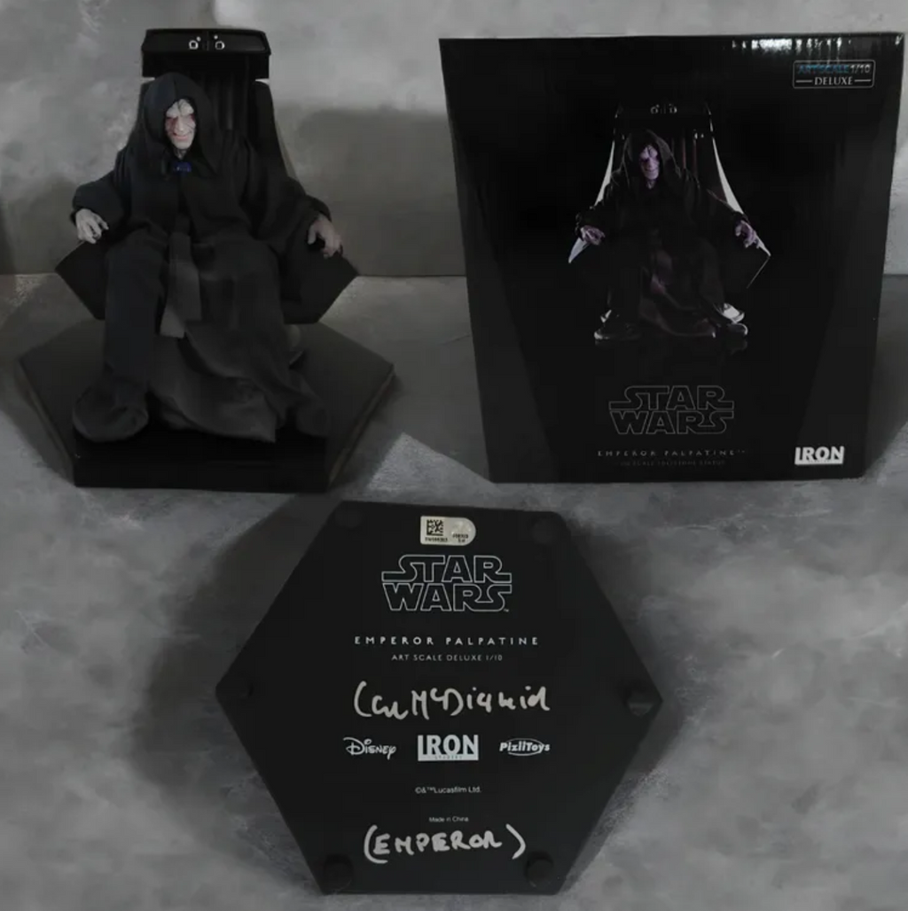 Ian McDiarmid Signed Emperor Palpatine Star Wars (Topps Star Wars Authentics) Iron Studios 1/10 Scale Statue