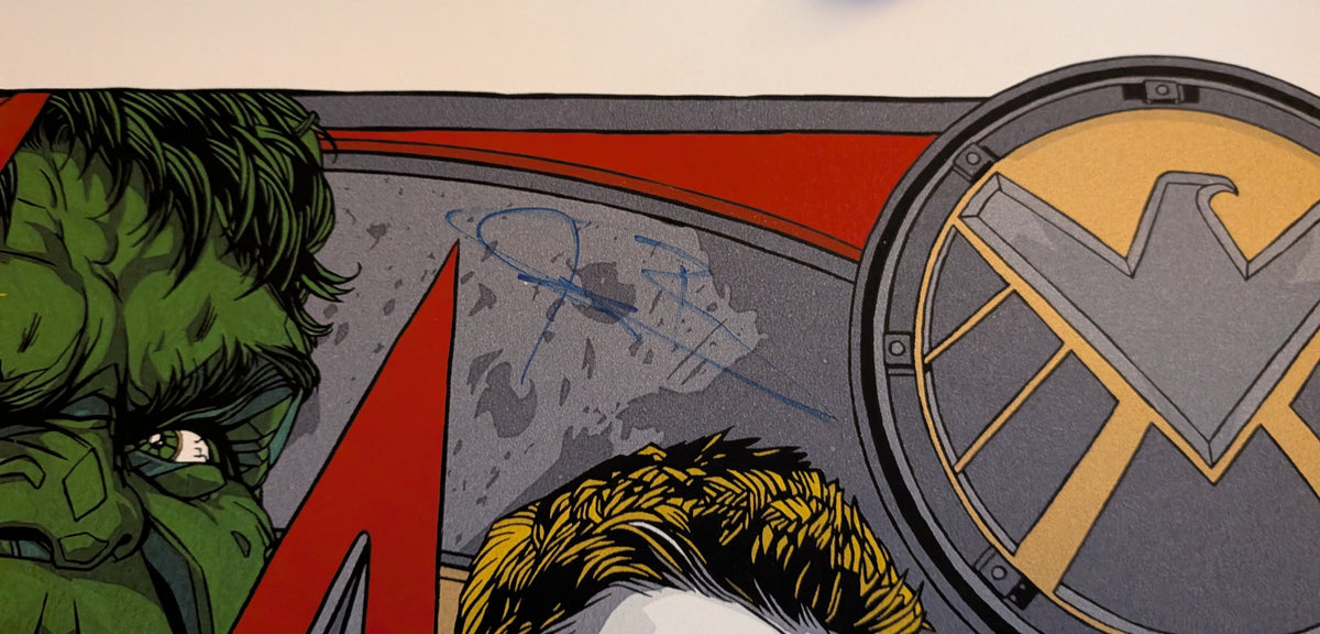 Stan Lee, Chris Evans, Chris Hemsworth, Mark Ruffalo and Cast Autographed Mondo Avengers 24x36 Ltd Edition Print