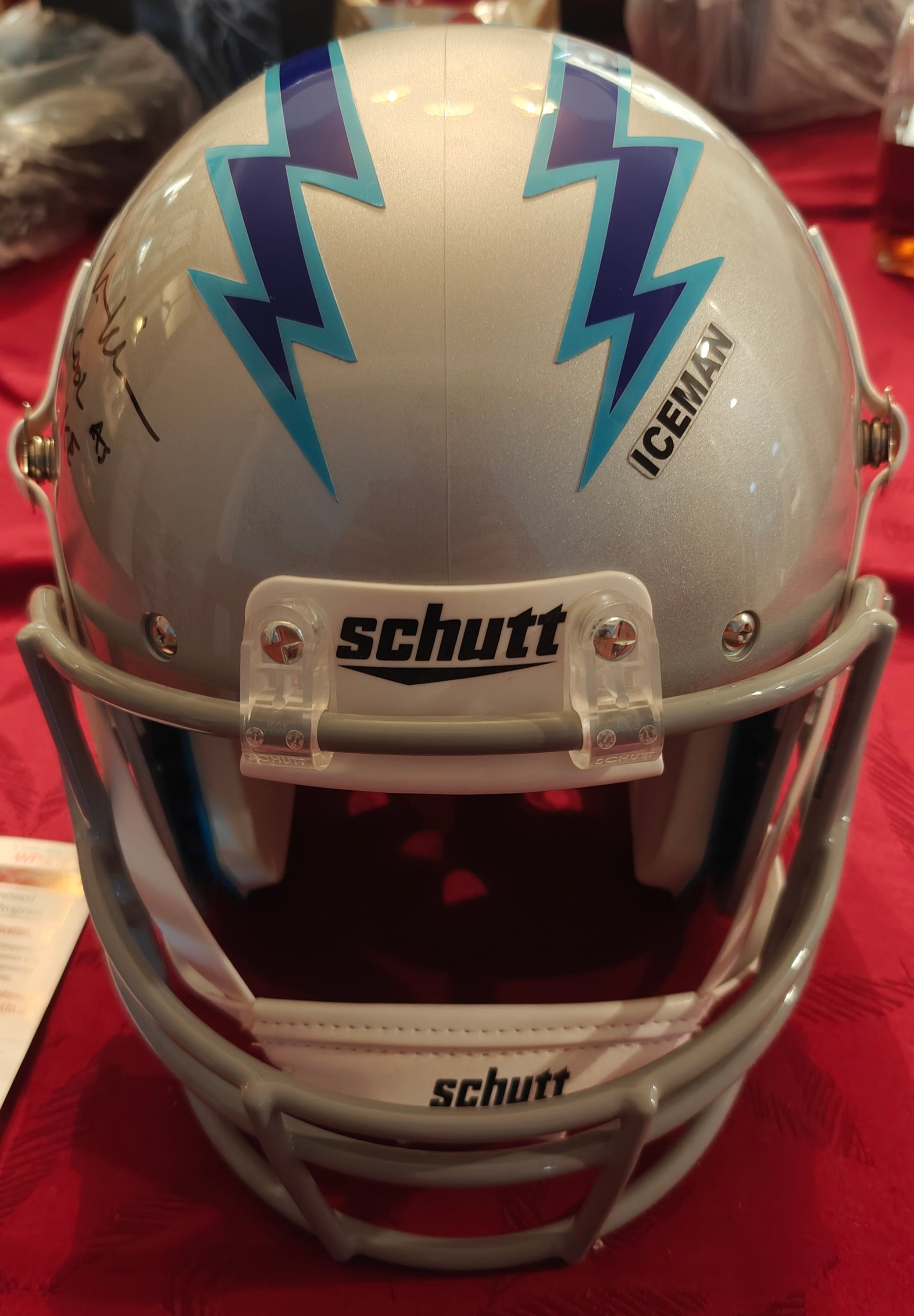 Val Kilmer Signed/Inscribed Top Gun Iceman Aviator Football Helmet 1/1 JSA + Celebrity Authentics