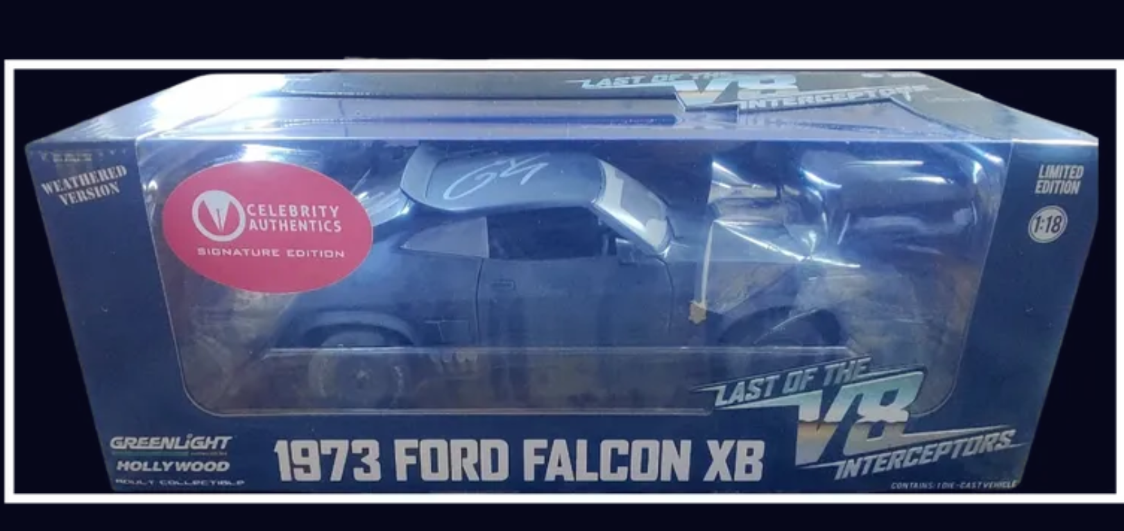 Tom Hardy Signed Mad Max V8 Interceptor 1973 Ford Falcon Die-cast Model 1:18 Scale