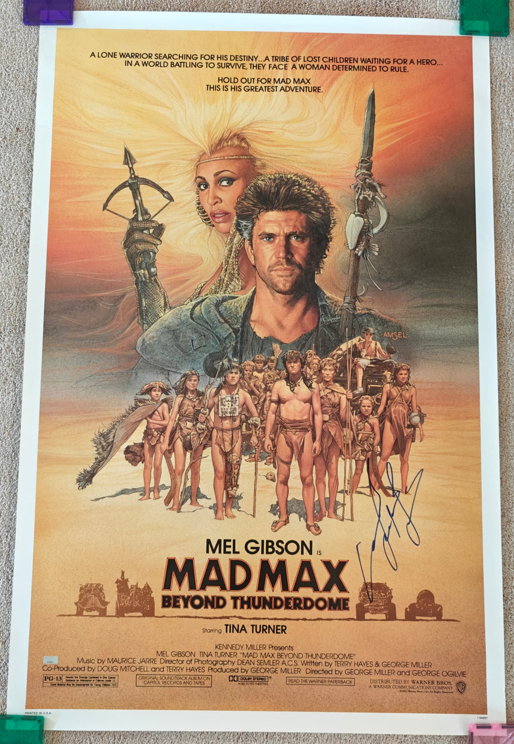 Mel Gibson Signed Original Single-Sided Mad Max Beyond Thunderdome 27x41 Movie Poster