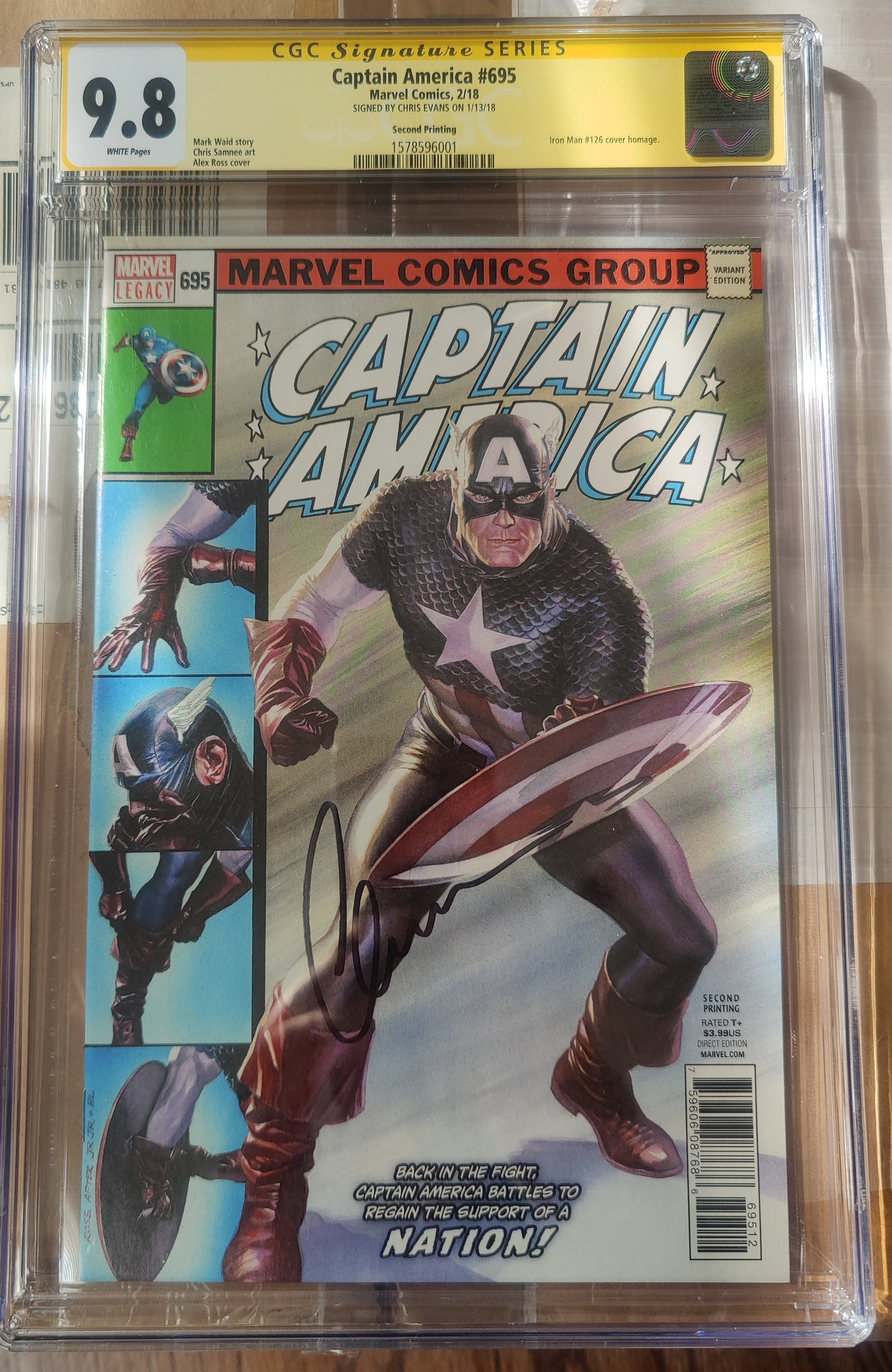 Chris Evans Signed Marvel Comics Captain America Comic - CGC Signature Series 9.8