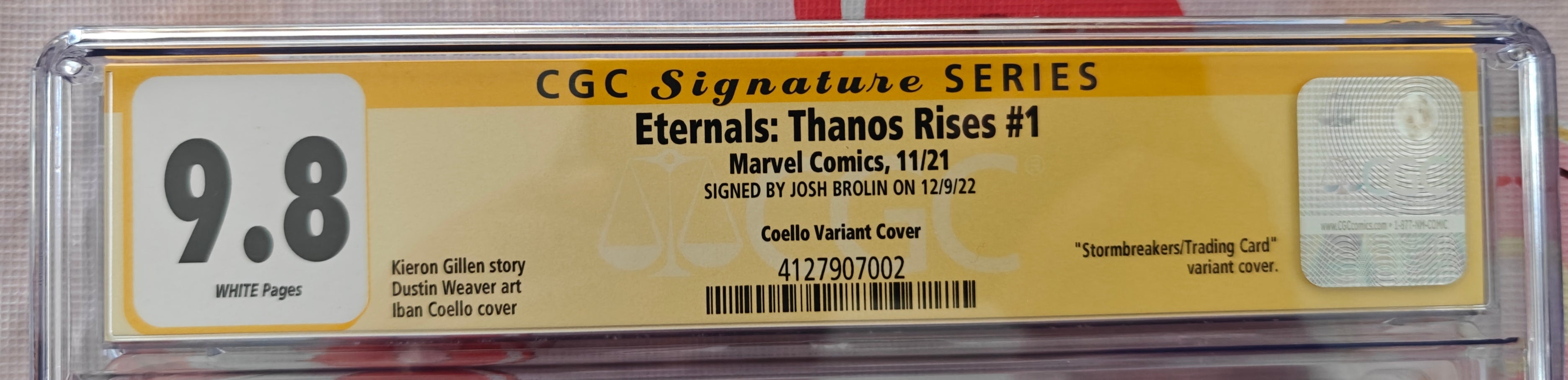 Josh Brolin Signed CGC Signature Series 9.8 Eternals: Thanos Rises #1 (2021) Marvel
