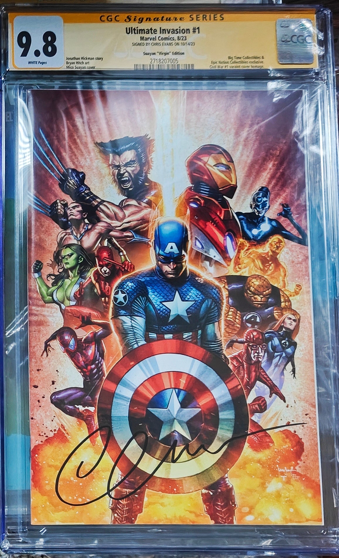 Chris Evans Signed CGC Signature Series 9.8 Marvel Comics: Ultimate Invasion #1 (2023)