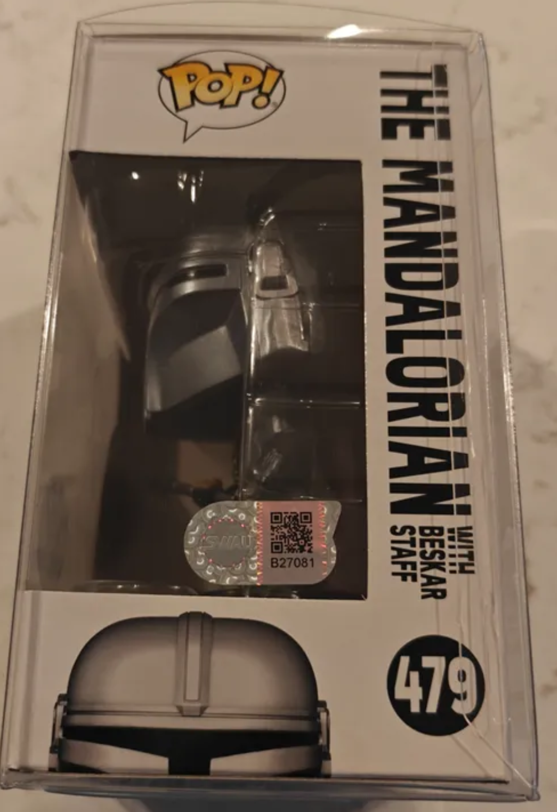 Pedro Pascal Signed Funko Pop! – The Mandalorian with Beskar Staff (#479) – SWAU Witnessed & Funko Exclusive