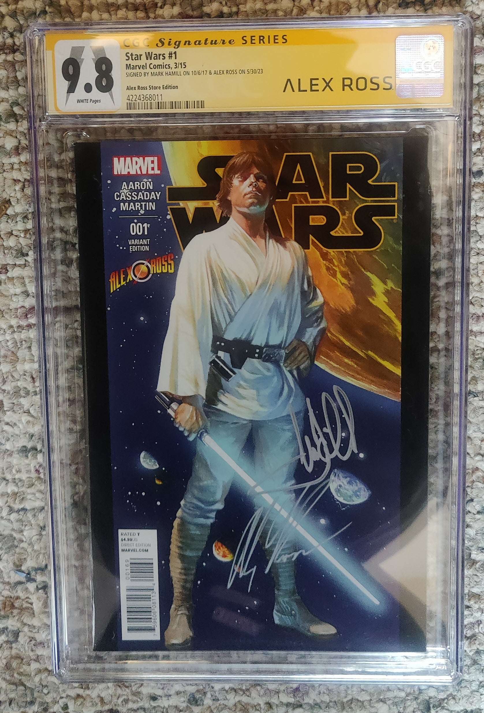 Mark Hamill and Alex Ross Dual-Signed Star Wars #1 (2015) CGC Signature Series 9.8. Alex Ross Store Edition