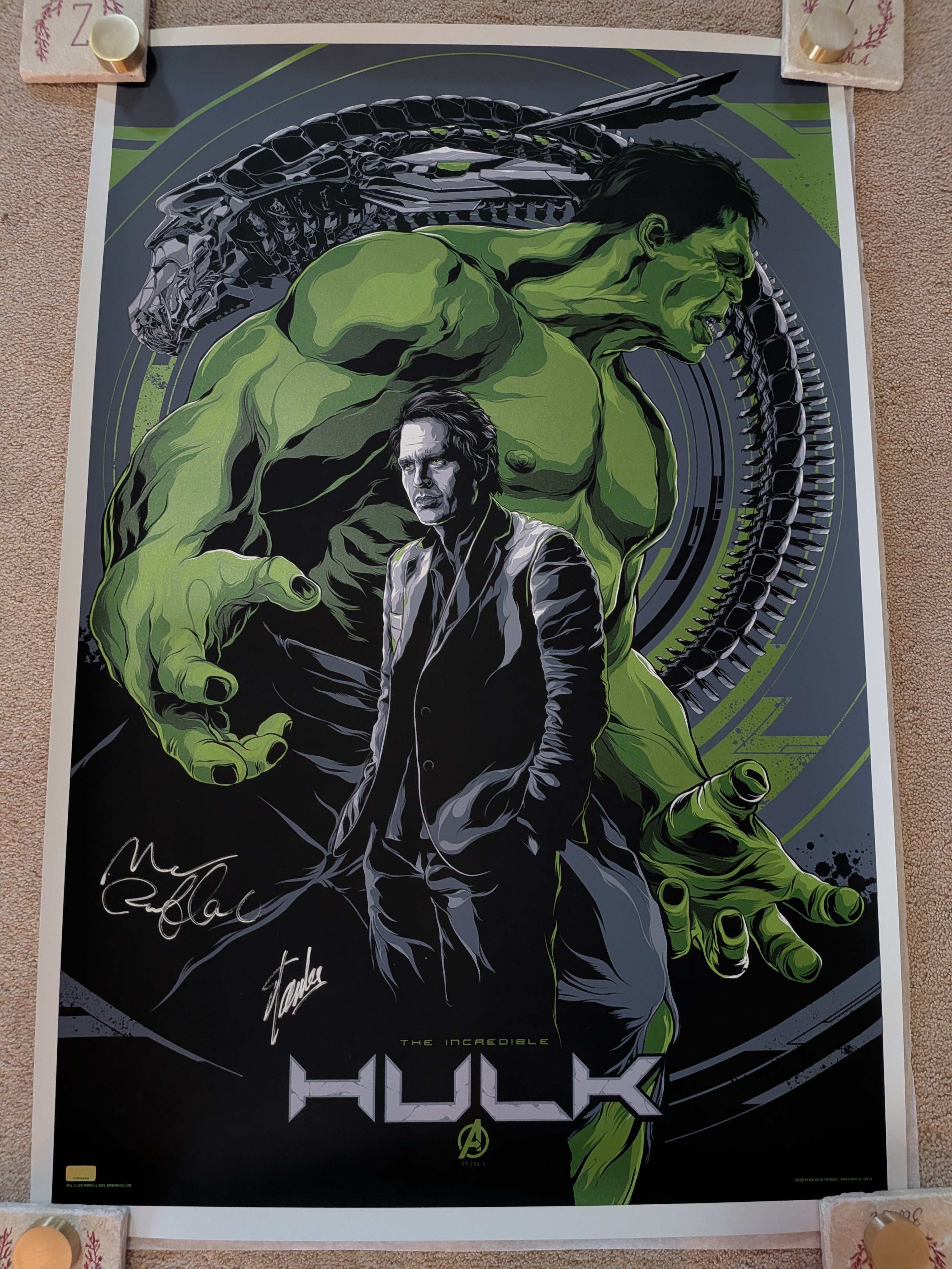 Stan Lee & Mark Ruffalo Dual Signed The Incredible Hulk Mondo 24x36 Poster – Ken Taylor Limited Edition Silkscreen
