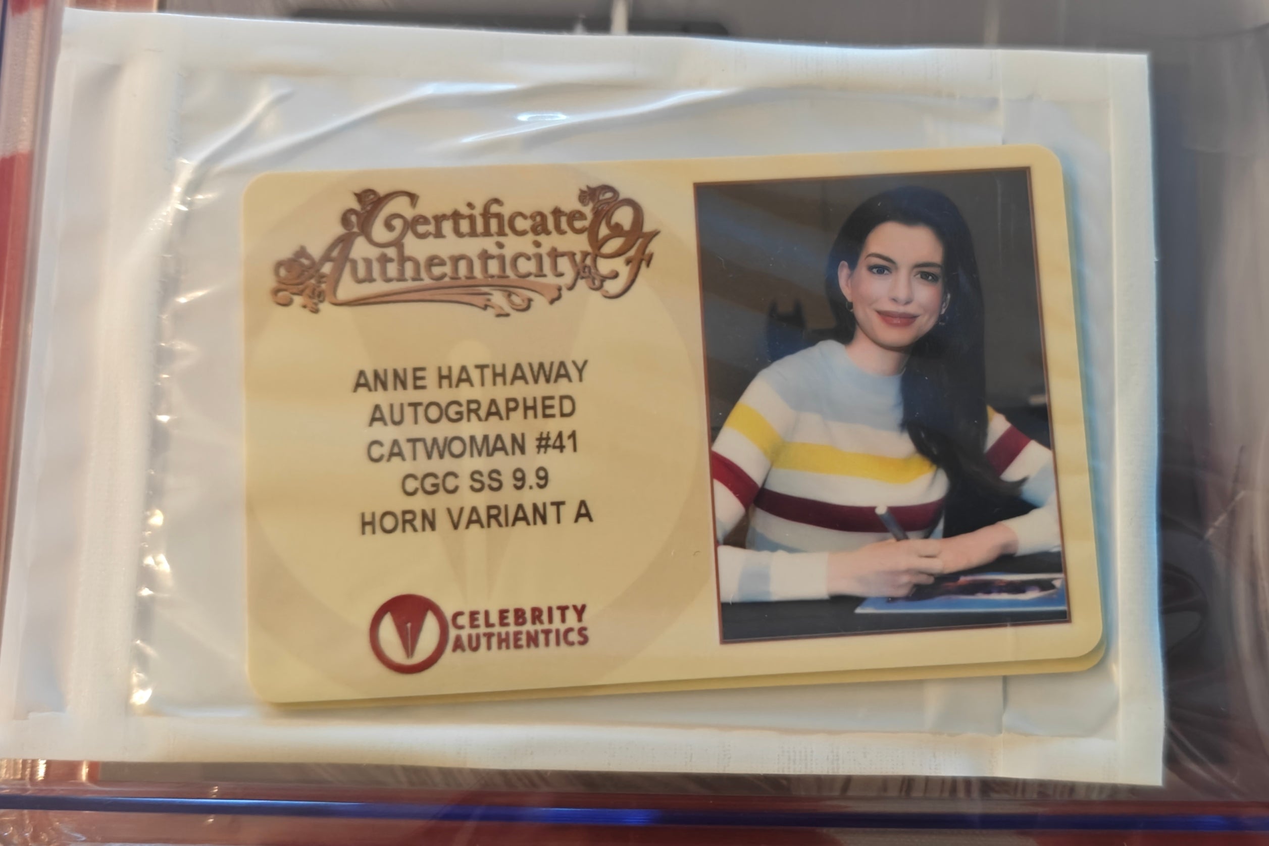 Anne Hathaway & Greg Horn Dual-Signed CGC Signature Series 9.9 Catwoman #41 Celebrity Authentics Variant A