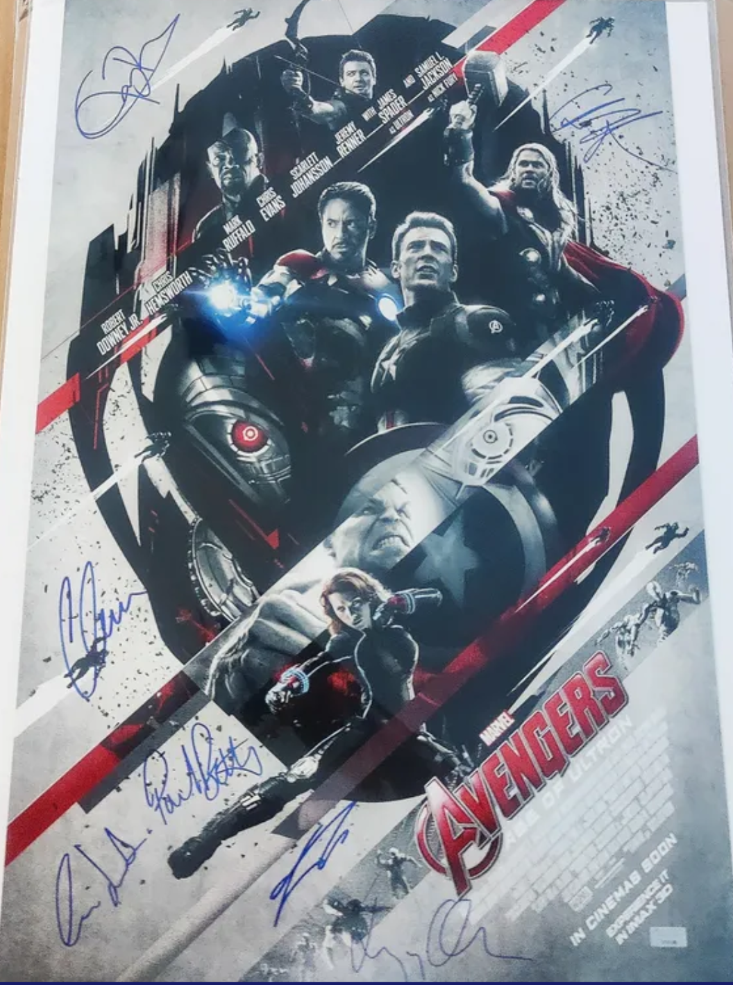 7x Signed Marvel Avengers: Age of Ultron 16x24 Poster! Chris Hemsworth, Chris Evans, Paul Bettany, Elizabeth Olsen, Cobie Smulders, Anthony Mackie and Jeremy Renner