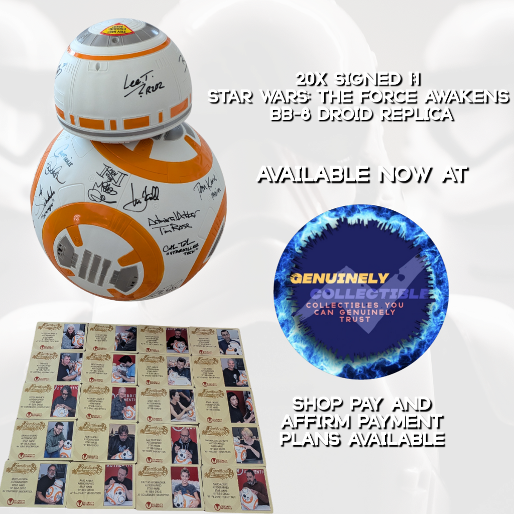 Hamill, Ridley, Boyega, Daniels, Mayhew, Driver +14 Cast Signed Star Wars: The Force Awakens 1:1 BB-8 Droid Replica