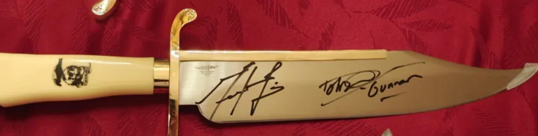 Stallone, Gibson, Lundgren 3x Signed Gil Hibben Expendables Bowie Knife Limited Edition