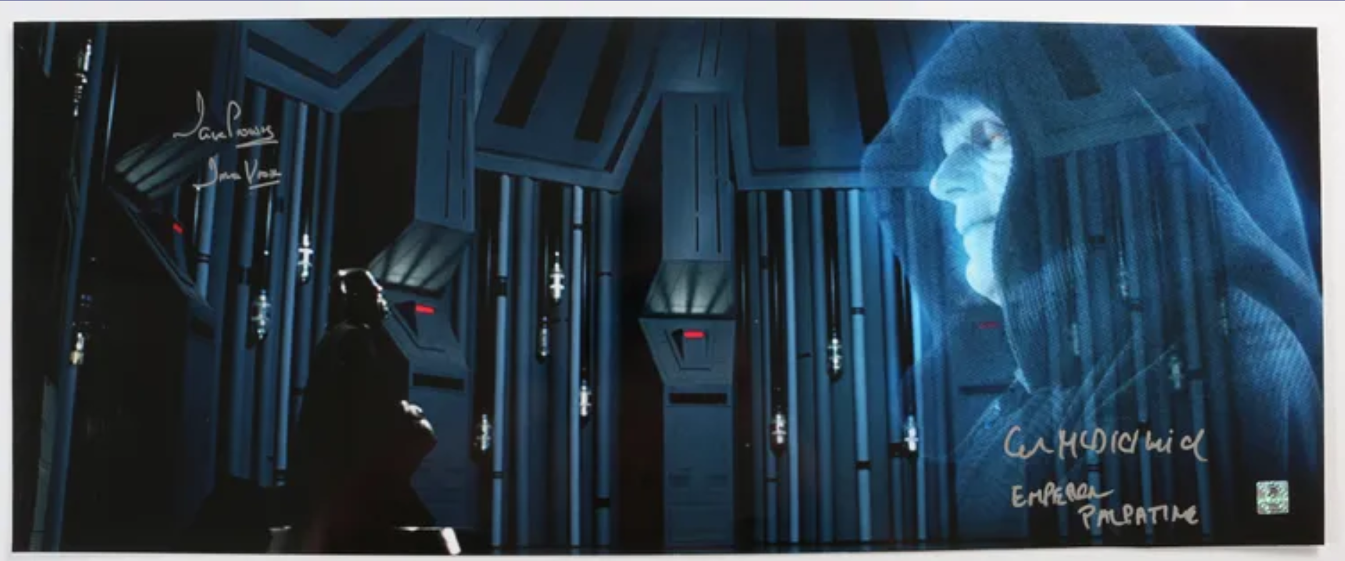 Dave Prowse & Ian McDiarmid Signed 12x30 Emperor and Vader Photo from Star Wars EPV: The Empire Strikes Back
